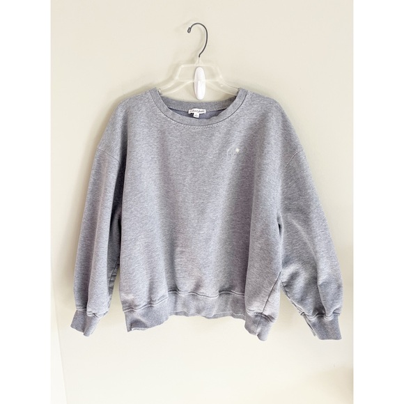 For Love & Lemons 🍋 gray Alex oversized embroidered sweatshirt sz L - Picture 3 of 11